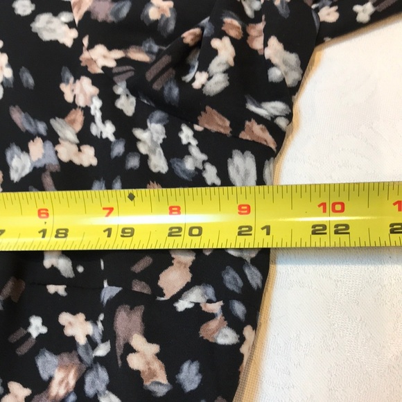 CK Dark Floral Chiffon Wrap Dress Lined Waist Tie 3/4 Sleeves Midi Length Sz 14 - Picture 13 of 14